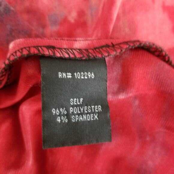 Connected Apparel Red Black Floral Print Dress 3/4 Length Sleeves, Size 12 - Picture 5 of 9